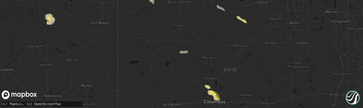 Hail map in Kenton, OH on April 22, 2026