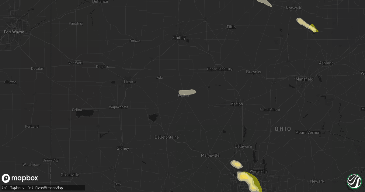 Hail map in Kenton, OH on April 22, 2026