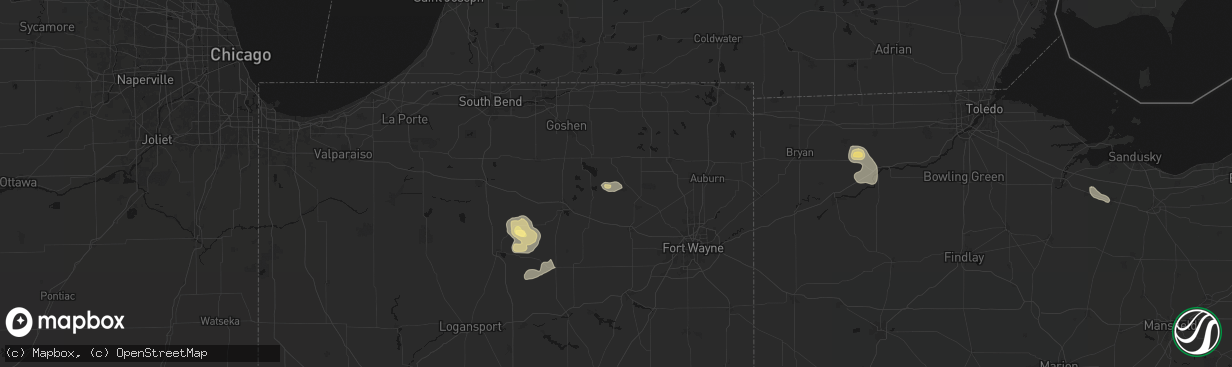Hail map in Kimmell, IN on April 22, 2026