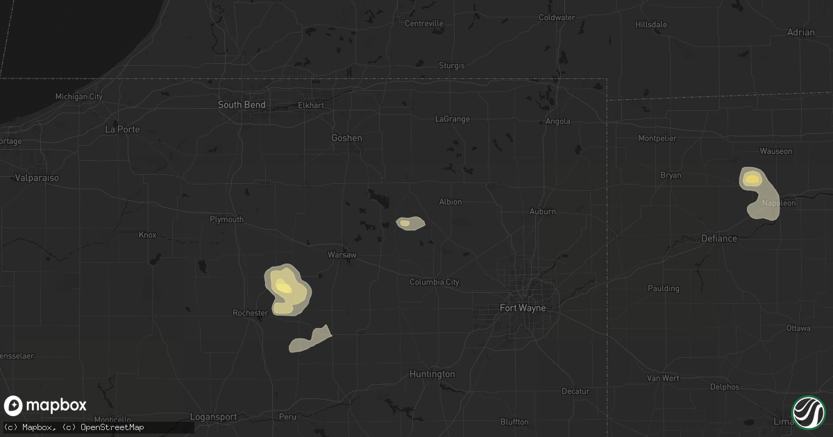 Hail map in Kimmell, IN on April 22, 2026