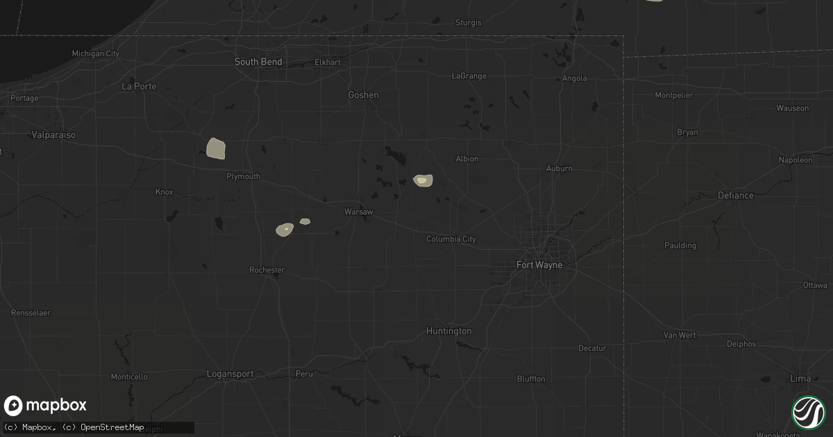 Hail map in Larwill, IN on April 22, 2026