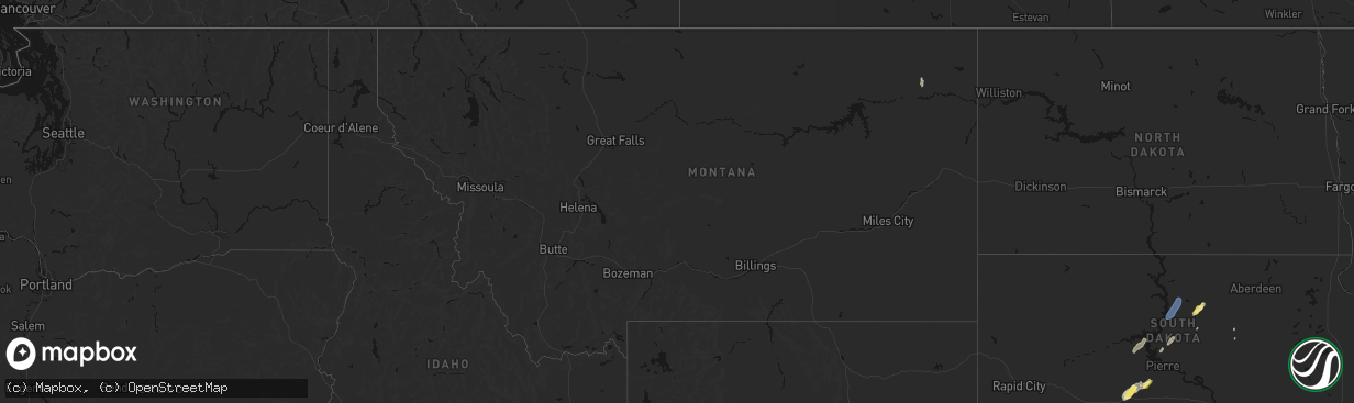 Hail map in Montana on April 22, 2026