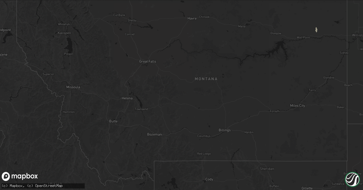 Hail map in Montana on April 22, 2026
