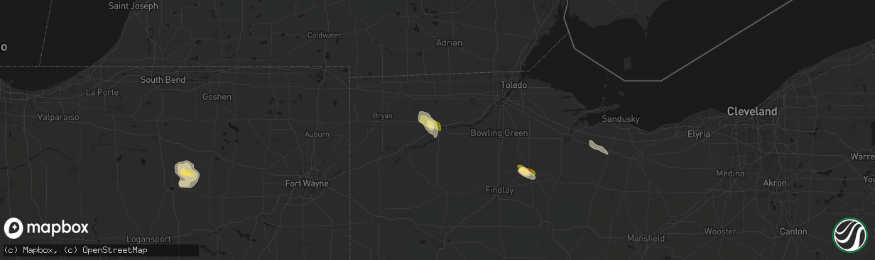 Hail map in Napoleon, OH on April 22, 2026