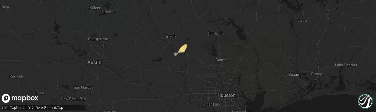 Hail map in Navasota, TX on April 22, 2026