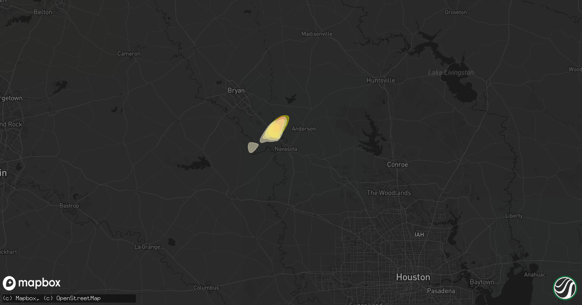 Hail map in Navasota, TX on April 22, 2026