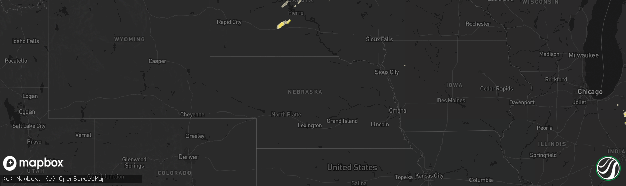 Hail map in Nebraska on April 22, 2026