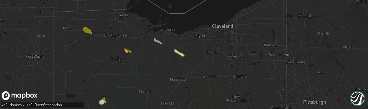 Hail map in New London, OH on April 22, 2026