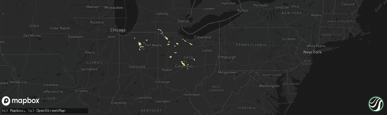 Hail map in Ohio on April 22, 2026