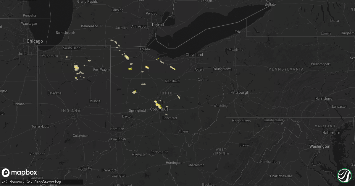 Hail map in Ohio on April 22, 2026