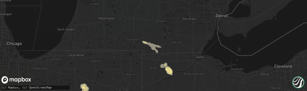 Hail map in Osseo, MI on April 22, 2026