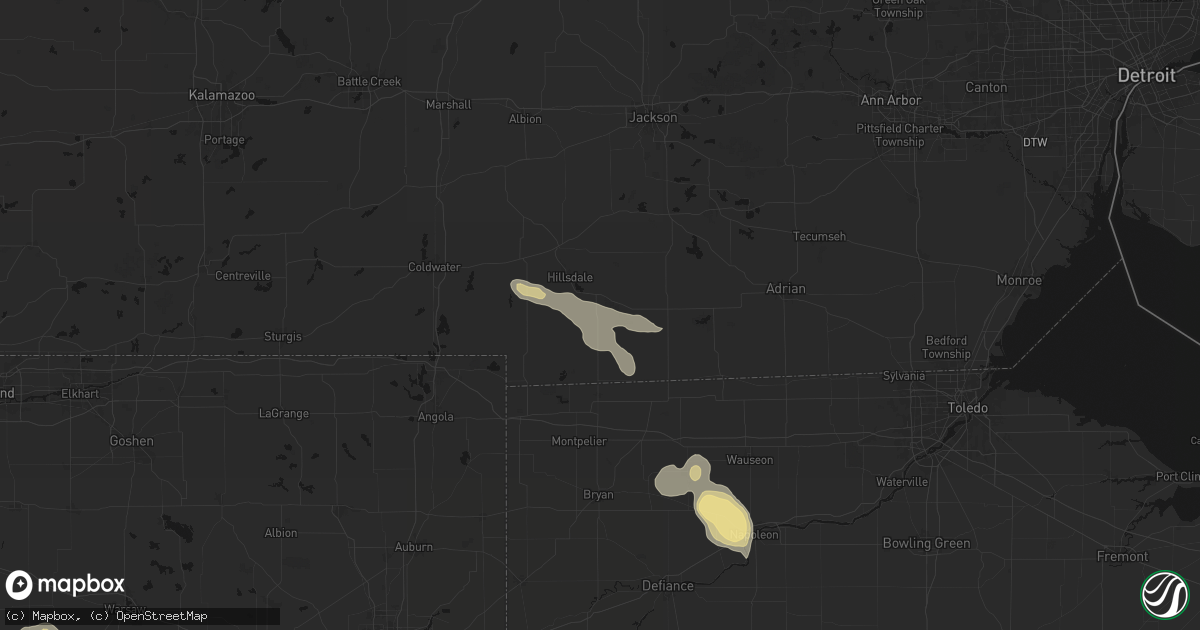 Hail map in Osseo, MI on April 22, 2026