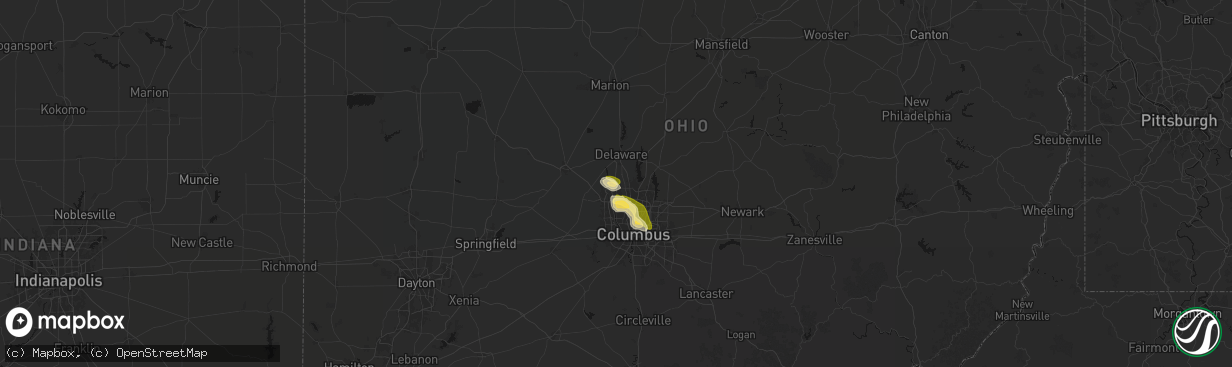 Hail map in Powell, OH on April 22, 2026