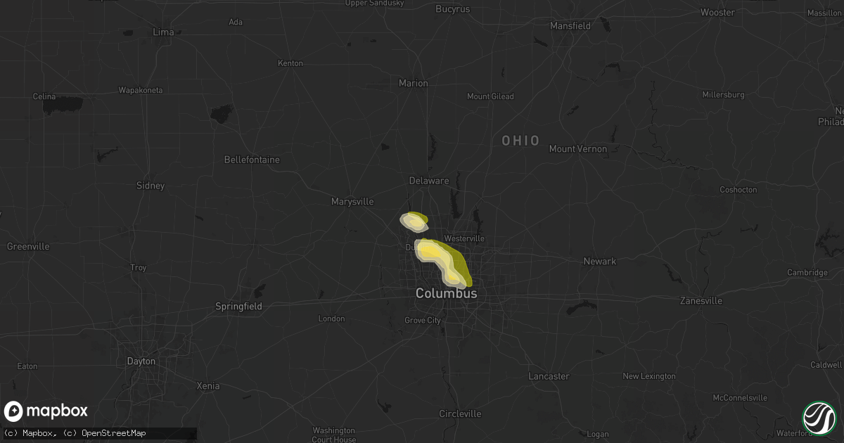 Hail map in Powell, OH on April 22, 2026