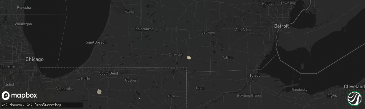Hail map in Quincy, MI on April 22, 2026
