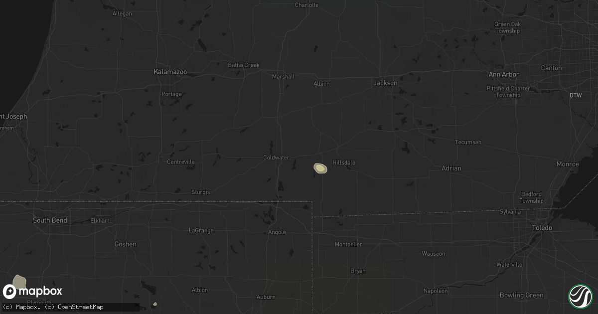 Hail map in Quincy, MI on April 22, 2026