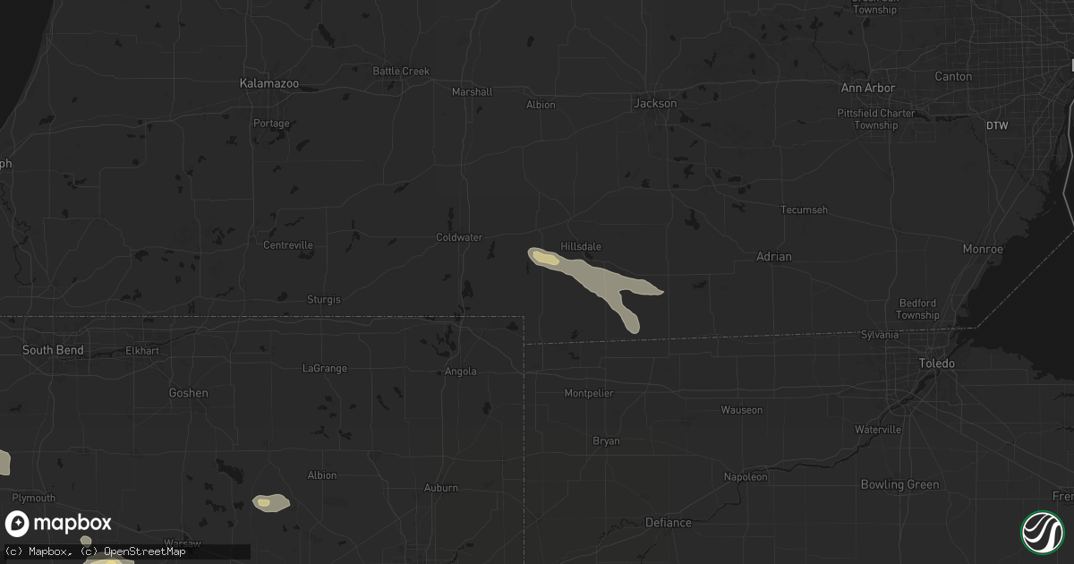 Hail map in Reading, MI on April 22, 2026
