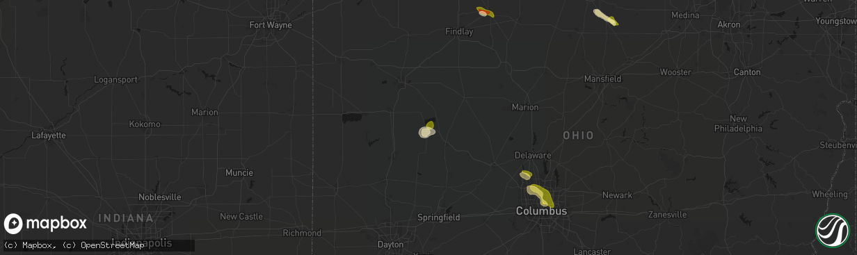 Hail map in Russells Point, OH on April 22, 2026