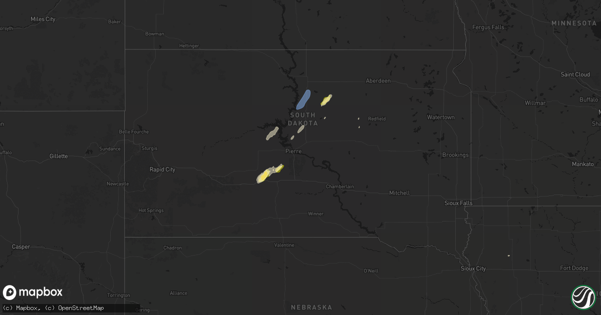 Hail map in South Dakota on April 22, 2026