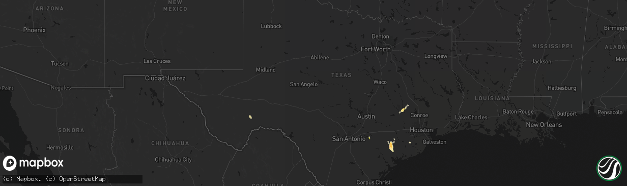 Hail map in Texas on April 22, 2026