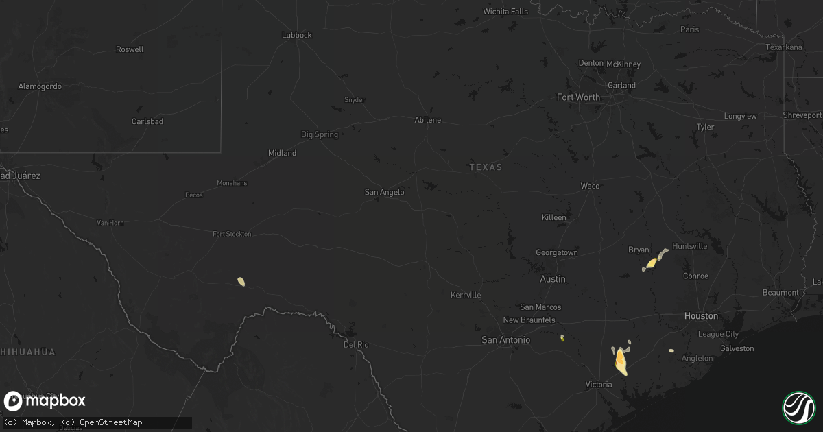 Hail map in Texas on April 22, 2026
