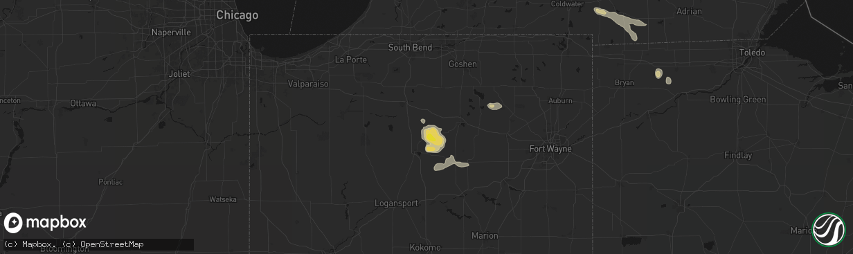 Hail map in Tippecanoe, IN on April 22, 2026