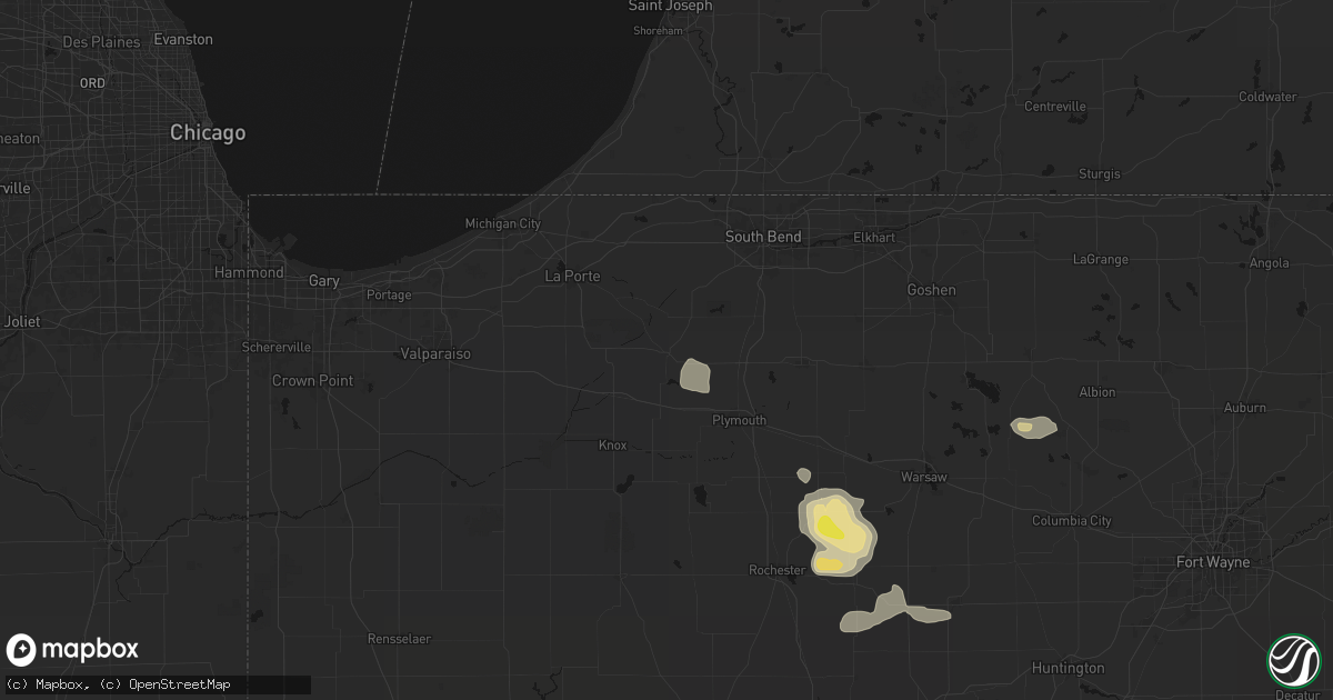 Hail map in Walkerton, IN on April 22, 2026