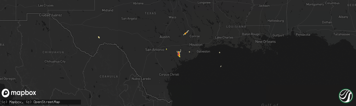 Hail map on April 22, 2026