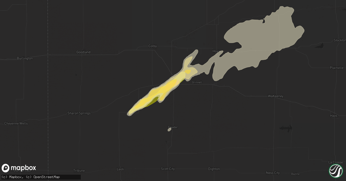 Hail map in Oakley, KS on April 23, 2014