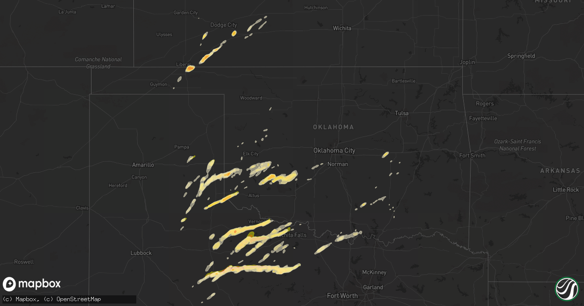 Hail map in Oklahoma on April 23, 2014