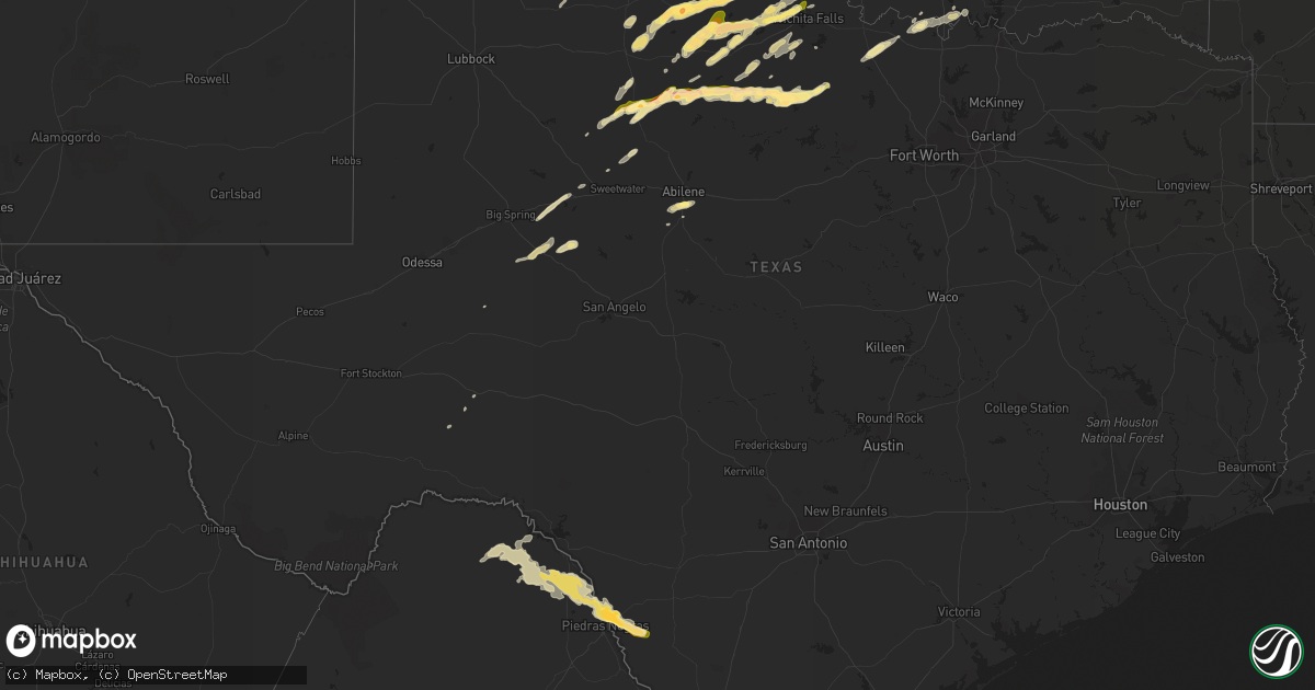 Hail map in Texas on April 23, 2014