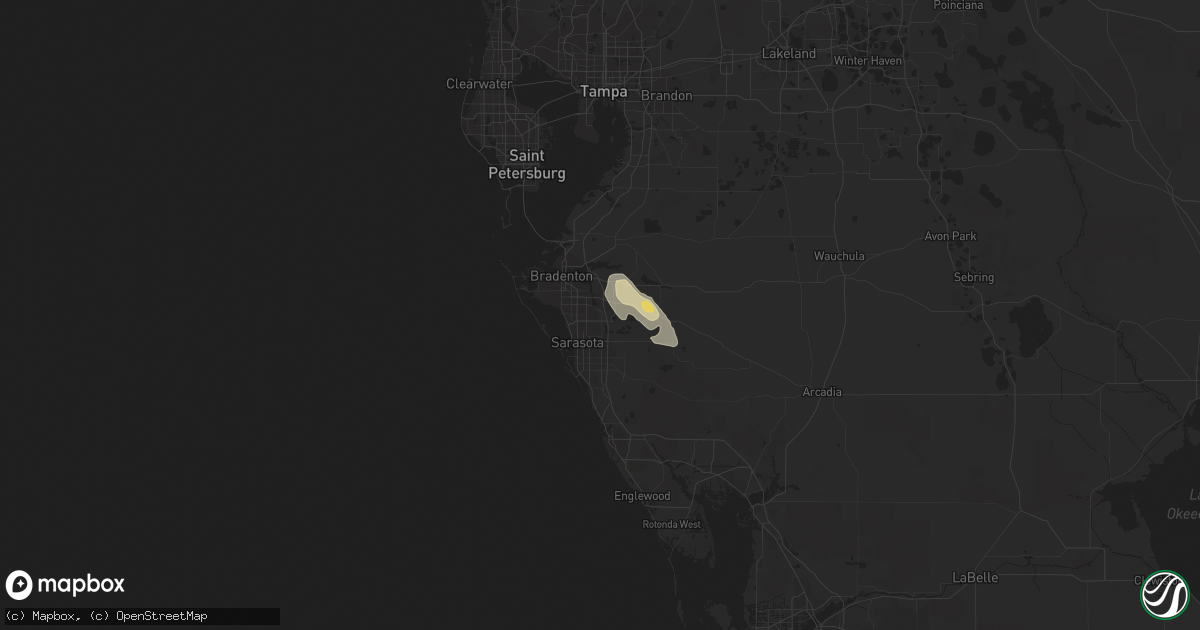 Hail map in Bradenton, FL on April 23, 2015