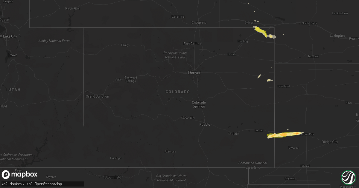 Hail map in Colorado on April 23, 2015