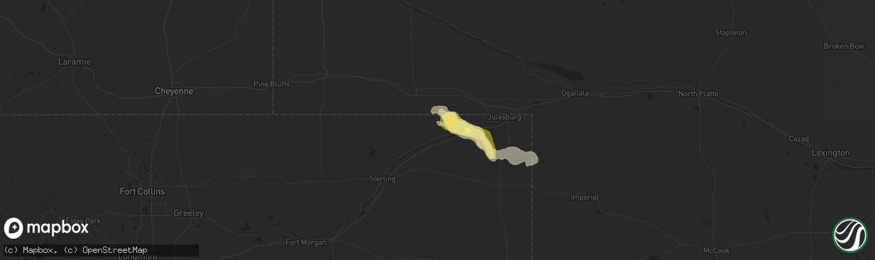 Hail map in Crook, CO on April 23, 2015