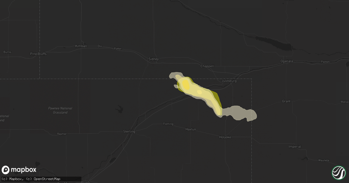 Hail map in Crook, CO on April 23, 2015