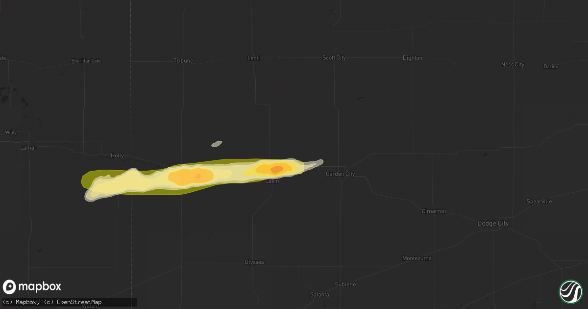 Hail map in Deerfield, KS on April 23, 2015