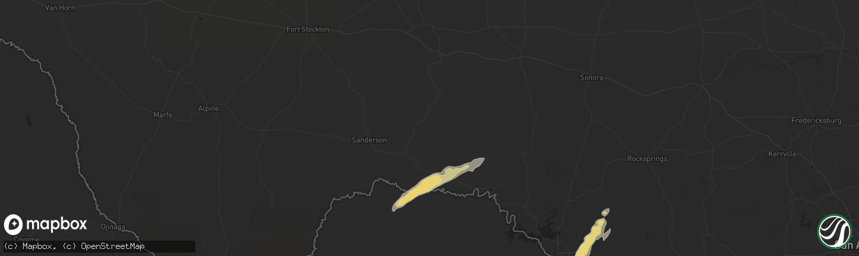 Hail map in Dryden, TX on April 23, 2015