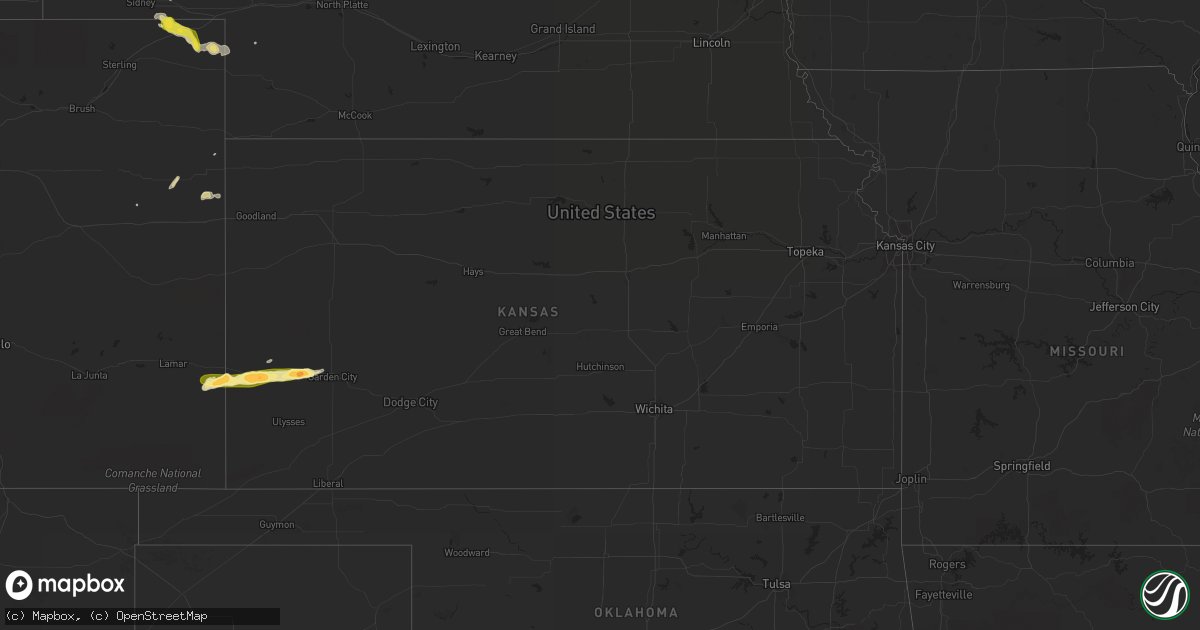 Hail map in Kansas on April 23, 2015
