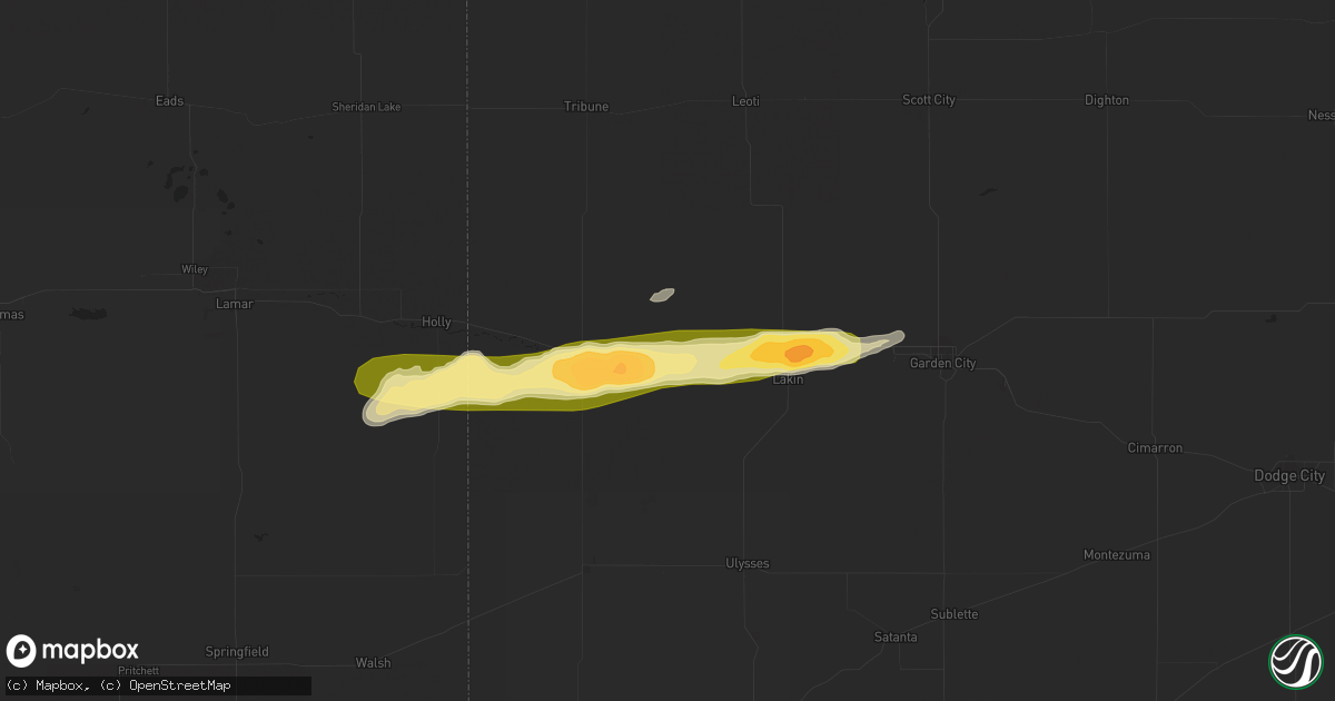 Hail map in Kendall, KS on April 23, 2015
