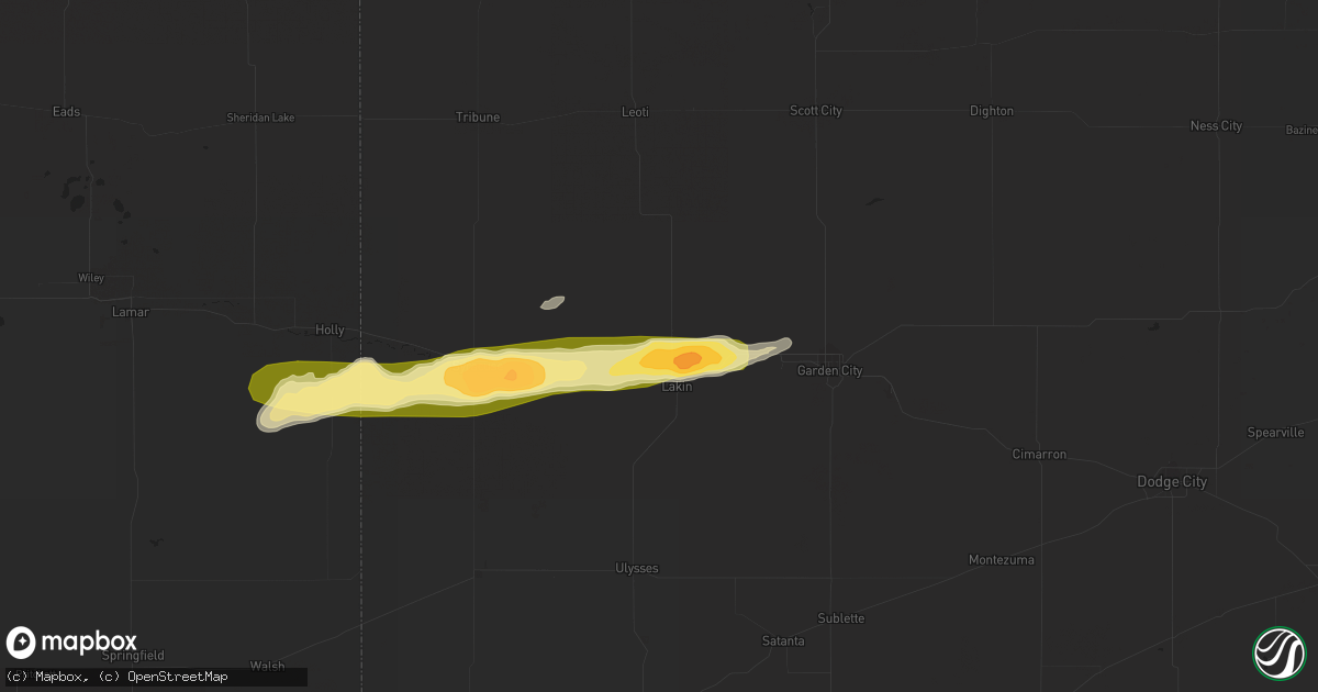 Hail map in Lakin, KS on April 23, 2015