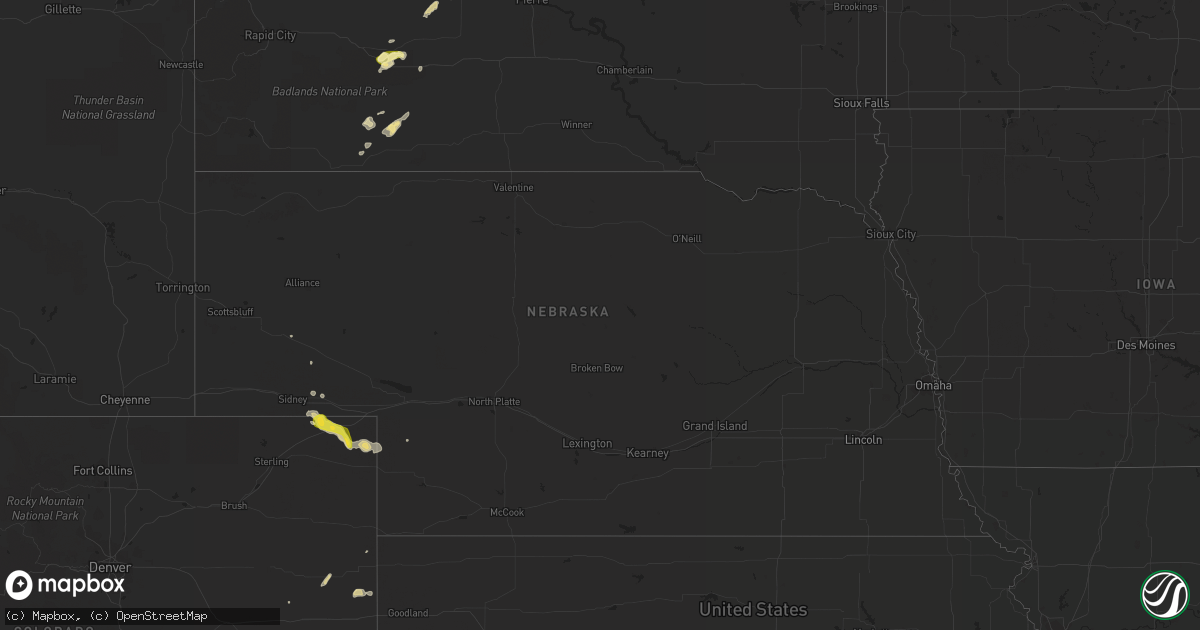 Hail map in Nebraska on April 23, 2015