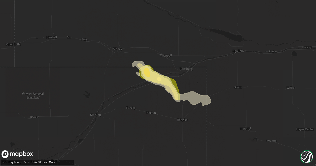 Hail map in Sedgwick, CO on April 23, 2015