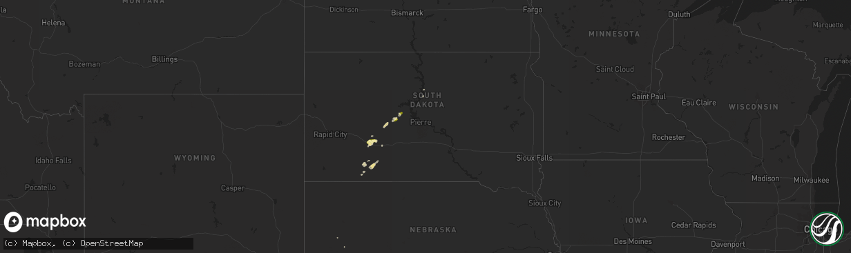 Hail map in South Dakota on April 23, 2015