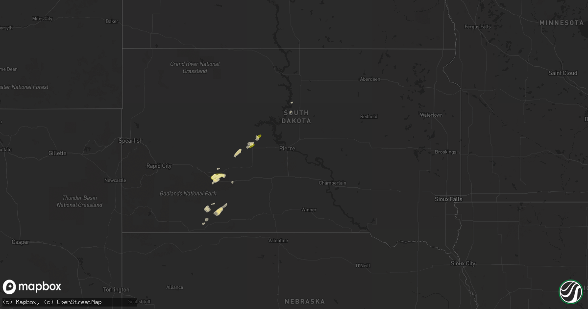 Hail map in South Dakota on April 23, 2015