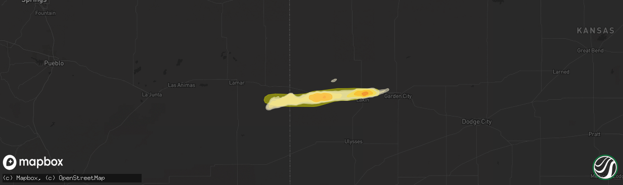 Hail map in Syracuse, KS on April 23, 2015