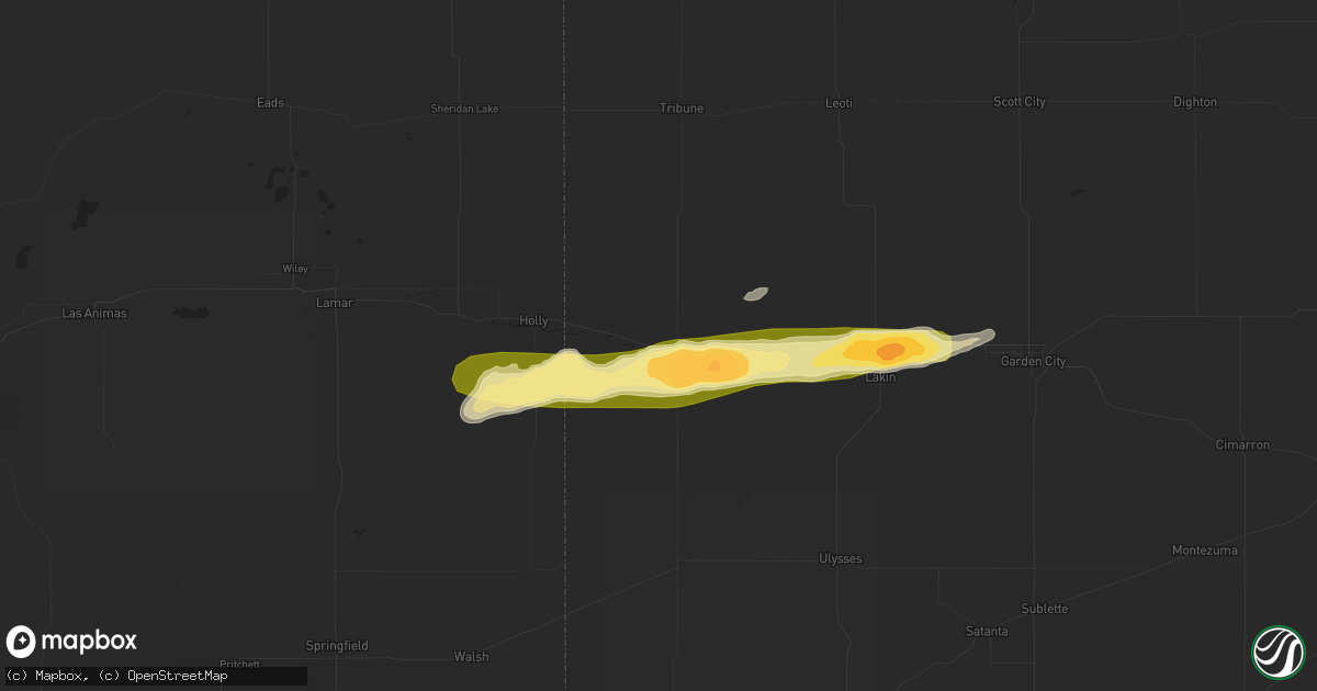 Hail map in Syracuse, KS on April 23, 2015