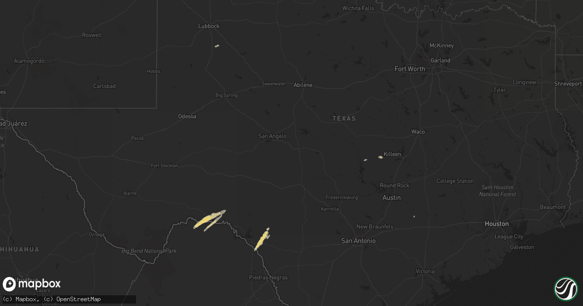 Hail map in Texas on April 23, 2015