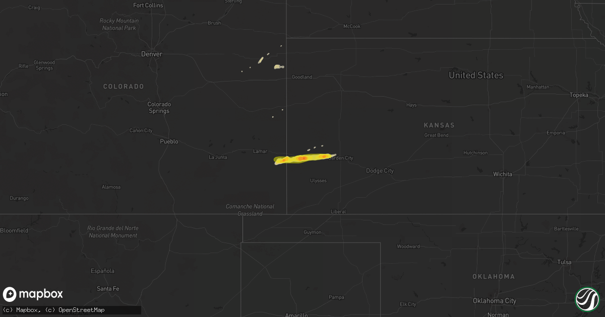 Hail map on April 23, 2015