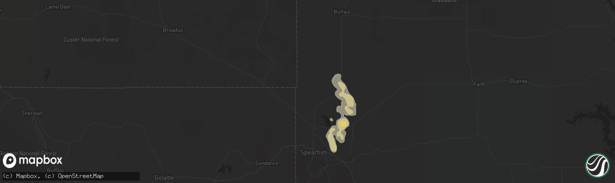 Hail map in Belle Fourche, SD on April 23, 2016