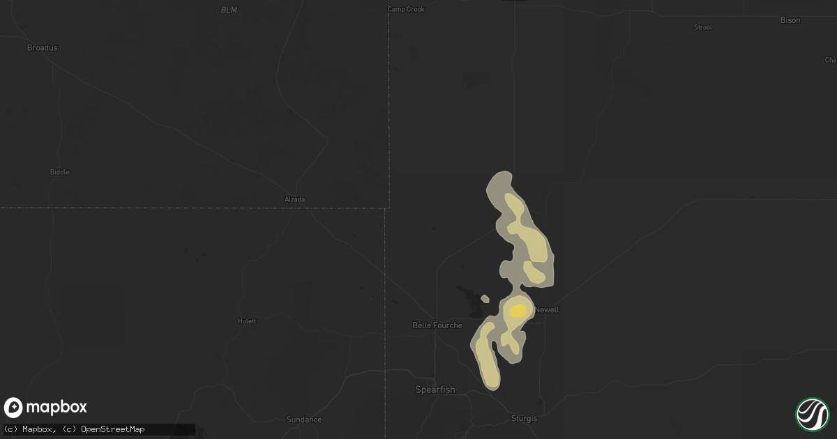 Hail map in Belle Fourche, SD on April 23, 2016